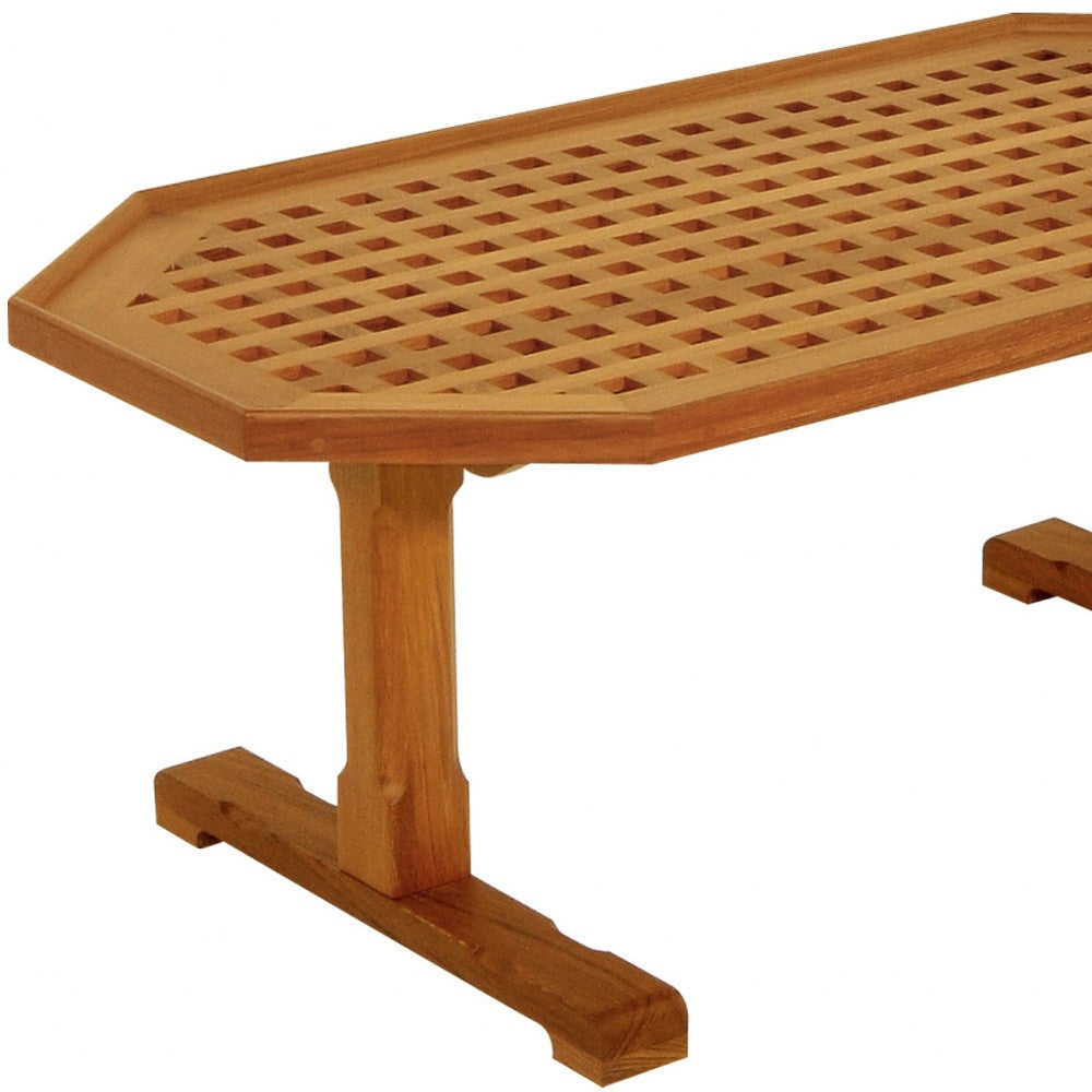 19" Brown Solid Teak Wood Hexagonal Coffee Table - Homeroots - Flyclothing LLC