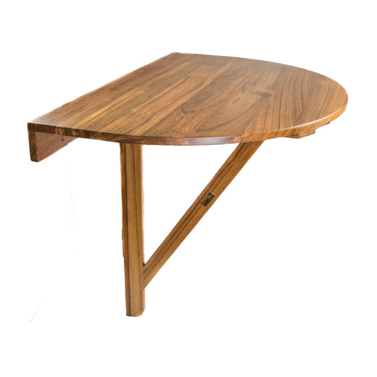24" Brown Half Round Solid Wood Folding Outdoor Balcony Table - Homeroots