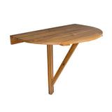 24" Brown Half Round Solid Wood Folding Outdoor Balcony Table - Homeroots