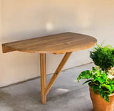 24" Brown Half Round Solid Wood Folding Outdoor Balcony Table - Homeroots - Flyclothing LLC