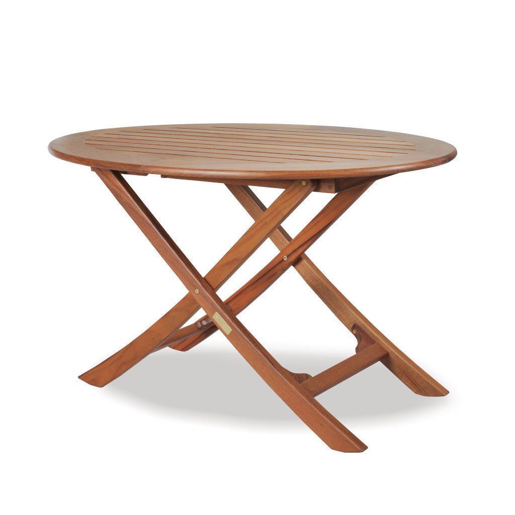 40" Brown Oval Solid Wood Folding Outdoor Side Table - Homeroots - Flyclothing LLC