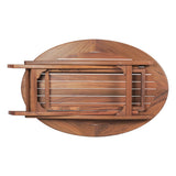 40" Brown Oval Solid Wood Folding Outdoor Side Table - Homeroots