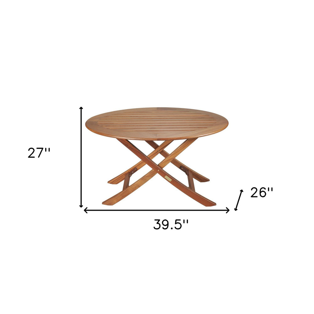 40" Brown Oval Solid Wood Folding Outdoor Side Table - Homeroots - Flyclothing LLC