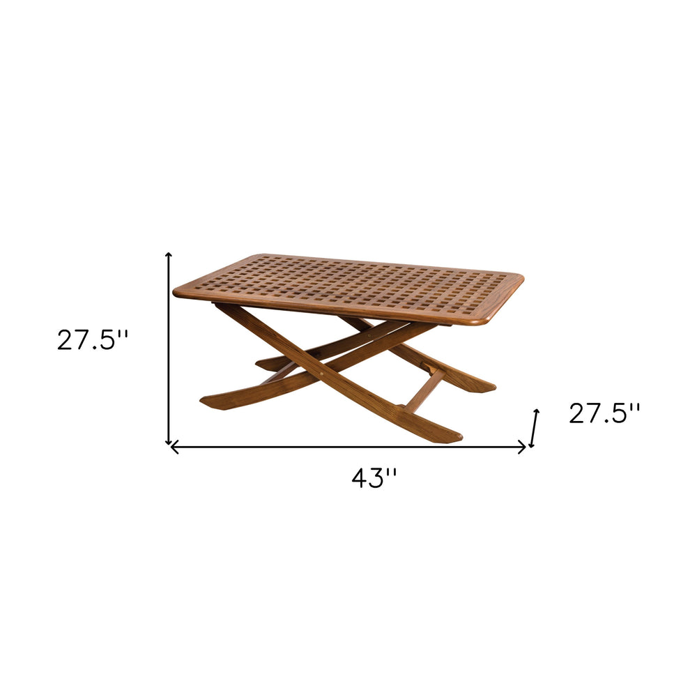 43" Brown Solid Wood Folding Outdoor Side Table - Homeroots - Flyclothing LLC