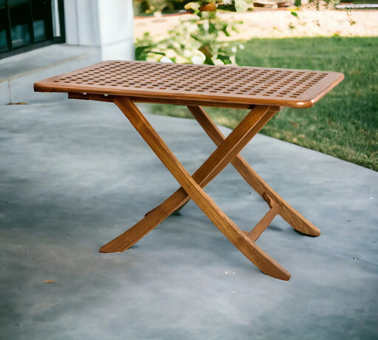 43" Brown Solid Wood Folding Outdoor Side Table - Homeroots
