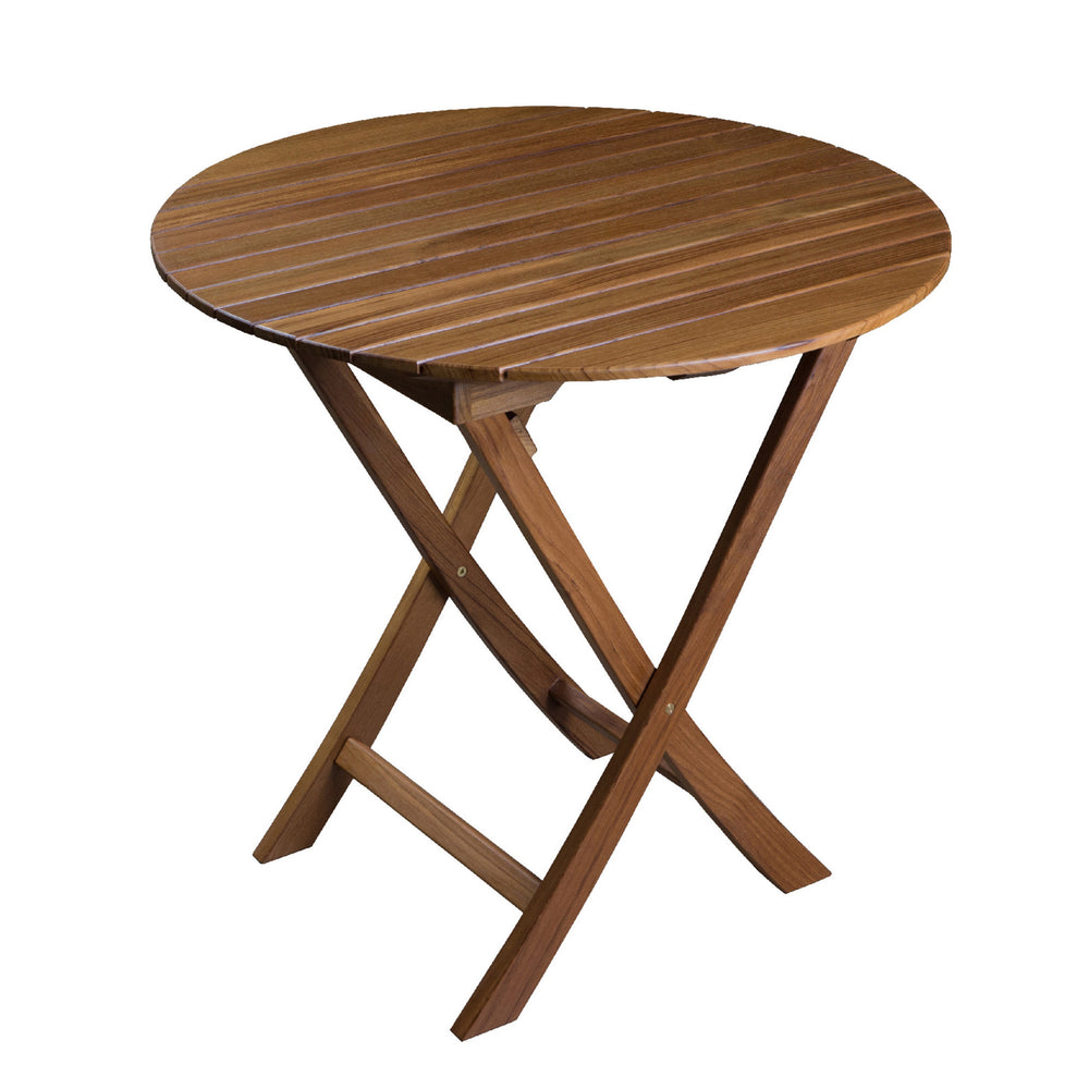 30" Brown Rounded Solid Wood Folding Outdoor Side Table - Homeroots - Flyclothing LLC