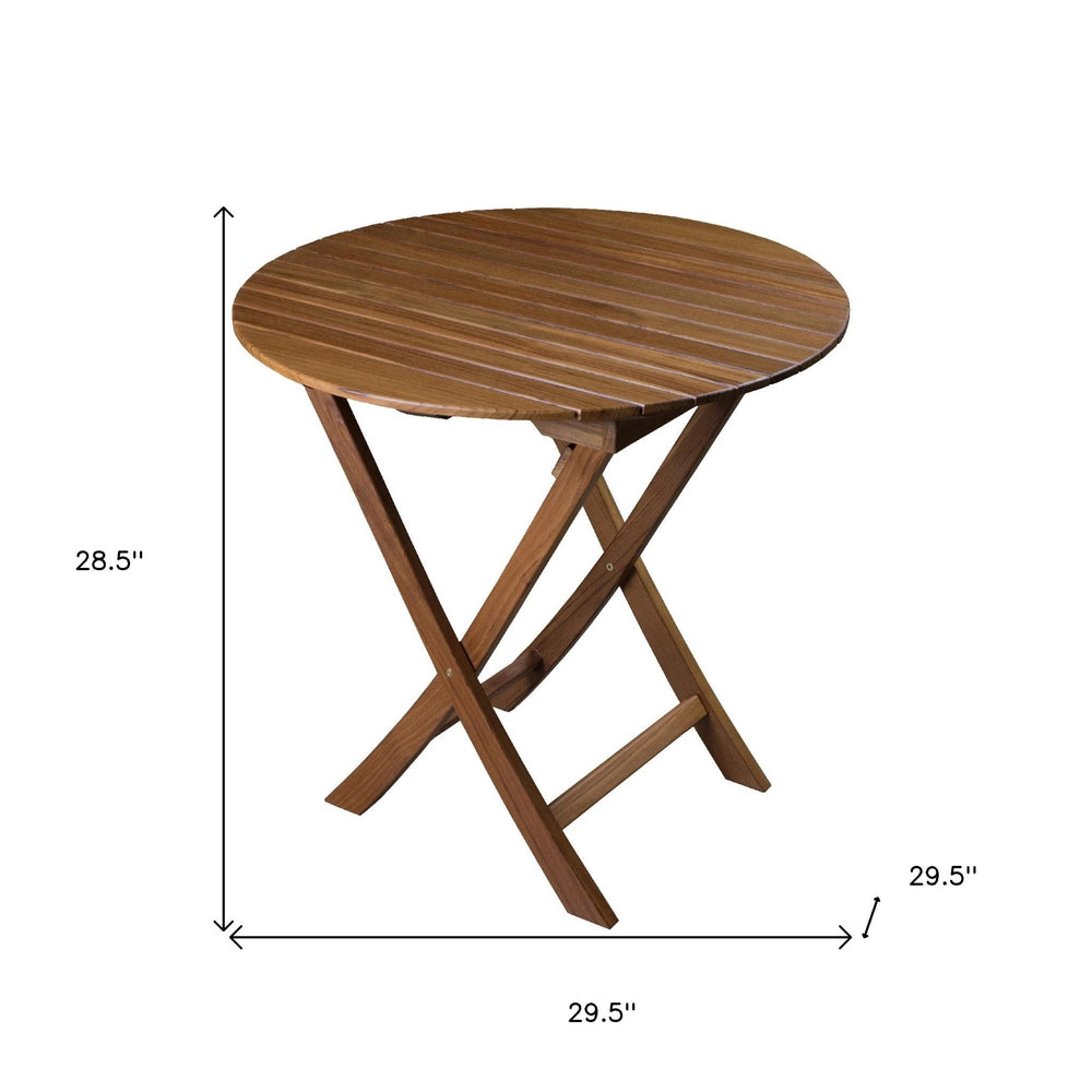 30" Brown Rounded Solid Wood Folding Outdoor Side Table - Homeroots - Flyclothing LLC
