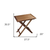 28" Brown Solid Wood Folding Outdoor Side Table - Homeroots