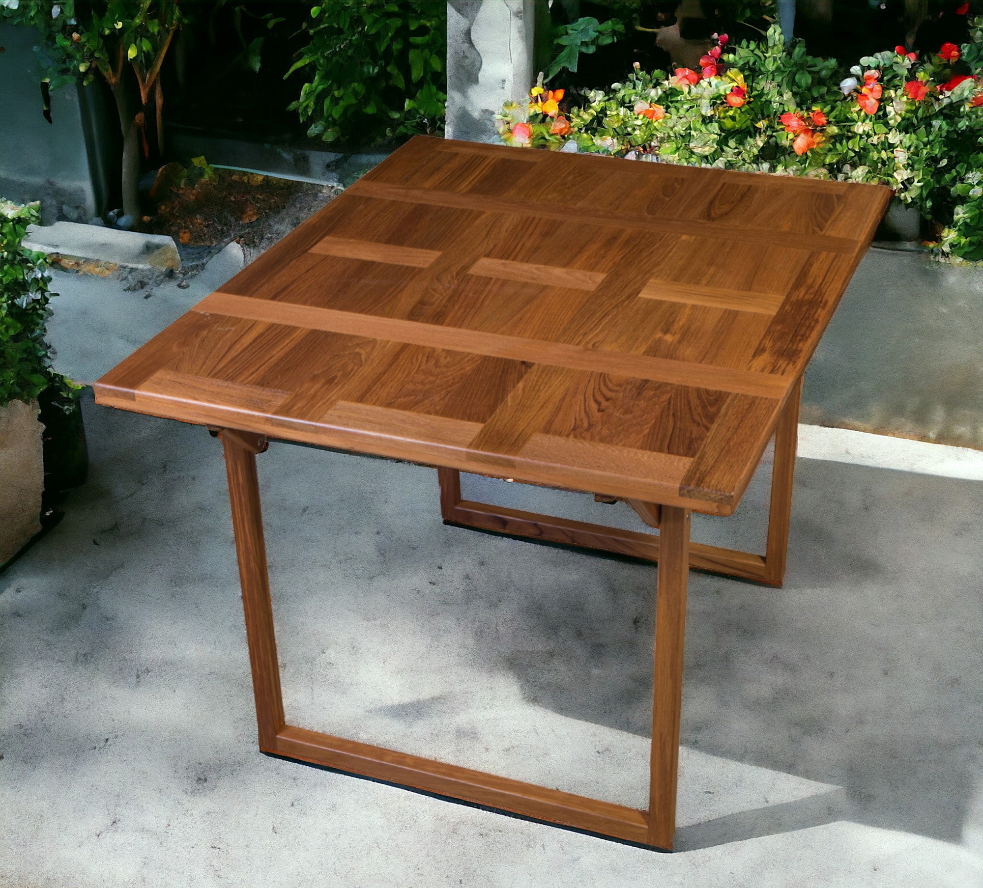 45" Brown Solid Wood Folding Outdoor Side Table - Homeroots - Flyclothing LLC