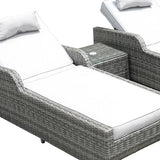 Twelve Piece Outdoor Gray Wicker Multiple Chairs Seating Group Fire Pit Included with White Cushions - Homeroots - Flyclothing LLC
