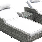 Twelve Piece Outdoor Gray Wicker Multiple Chairs Seating Group Fire Pit Included with White Cushions - Homeroots