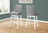 Set of Two 29 " Gray And White Faux Leather And Solid Wood Swivel Bar Height Bar Chairs - Homeroots - Flyclothing LLC