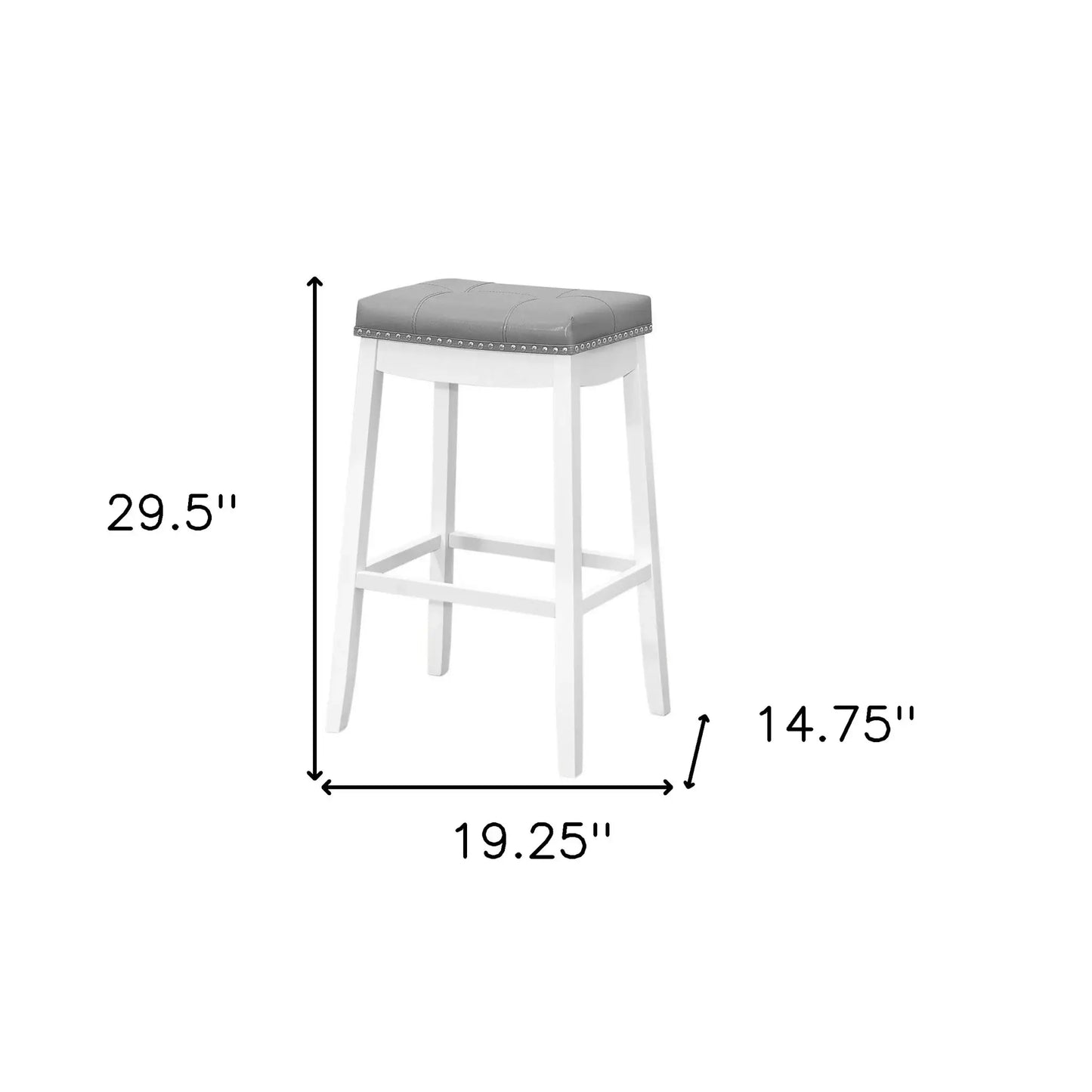 Set of Two 30 " Gray And White Faux Leather And Solid Wood Backless Bar Height Bar Chairs - Homeroots - Flyclothing LLC