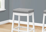 Set of Two 30 " Gray And White Faux Leather And Solid Wood Backless Bar Height Bar Chairs - Homeroots