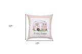 17" X 17" Light Pink Checkered Easter Bunny Camper Throw Pillow - Homeroots - Flyclothing LLC