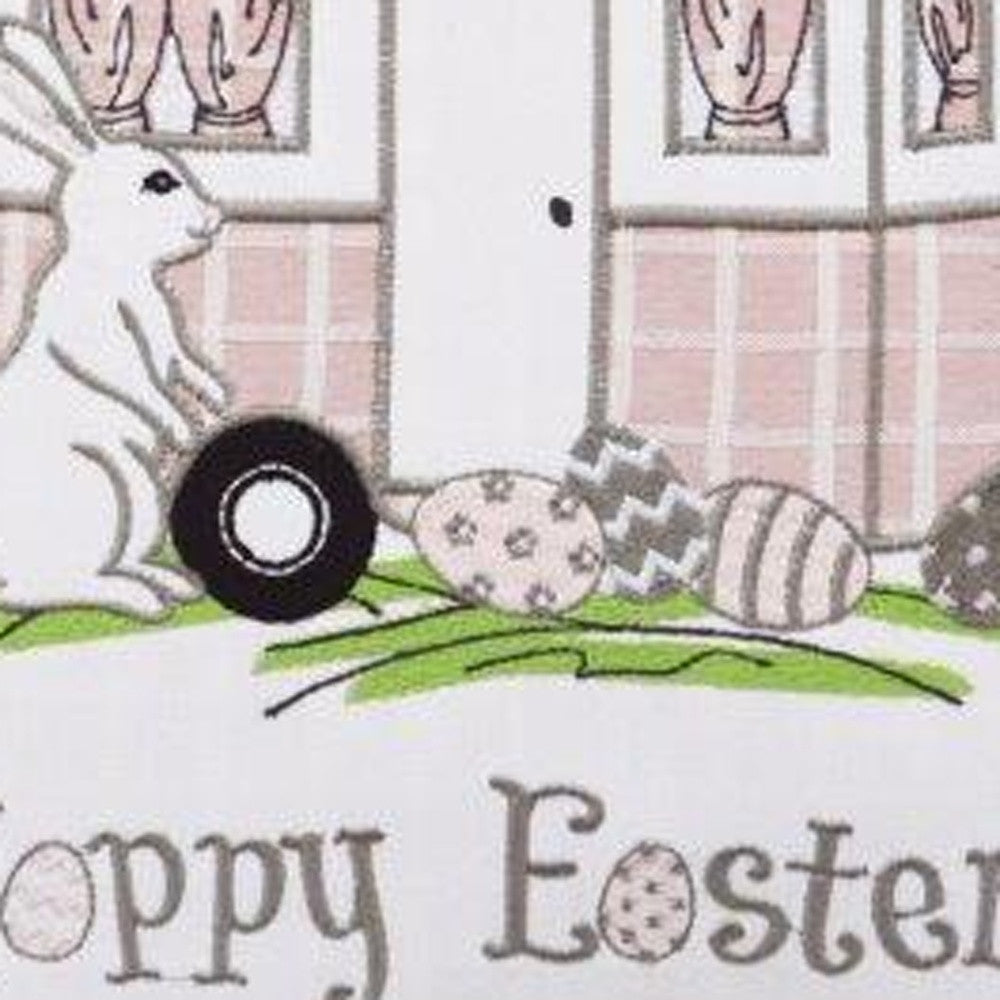 17" X 17" Light Pink Checkered Easter Bunny Camper Throw Pillow - Homeroots - Flyclothing LLC