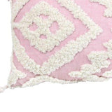 13" X 20" Pink and White Textural Abstract Throw Pillow with Tassels - Homeroots