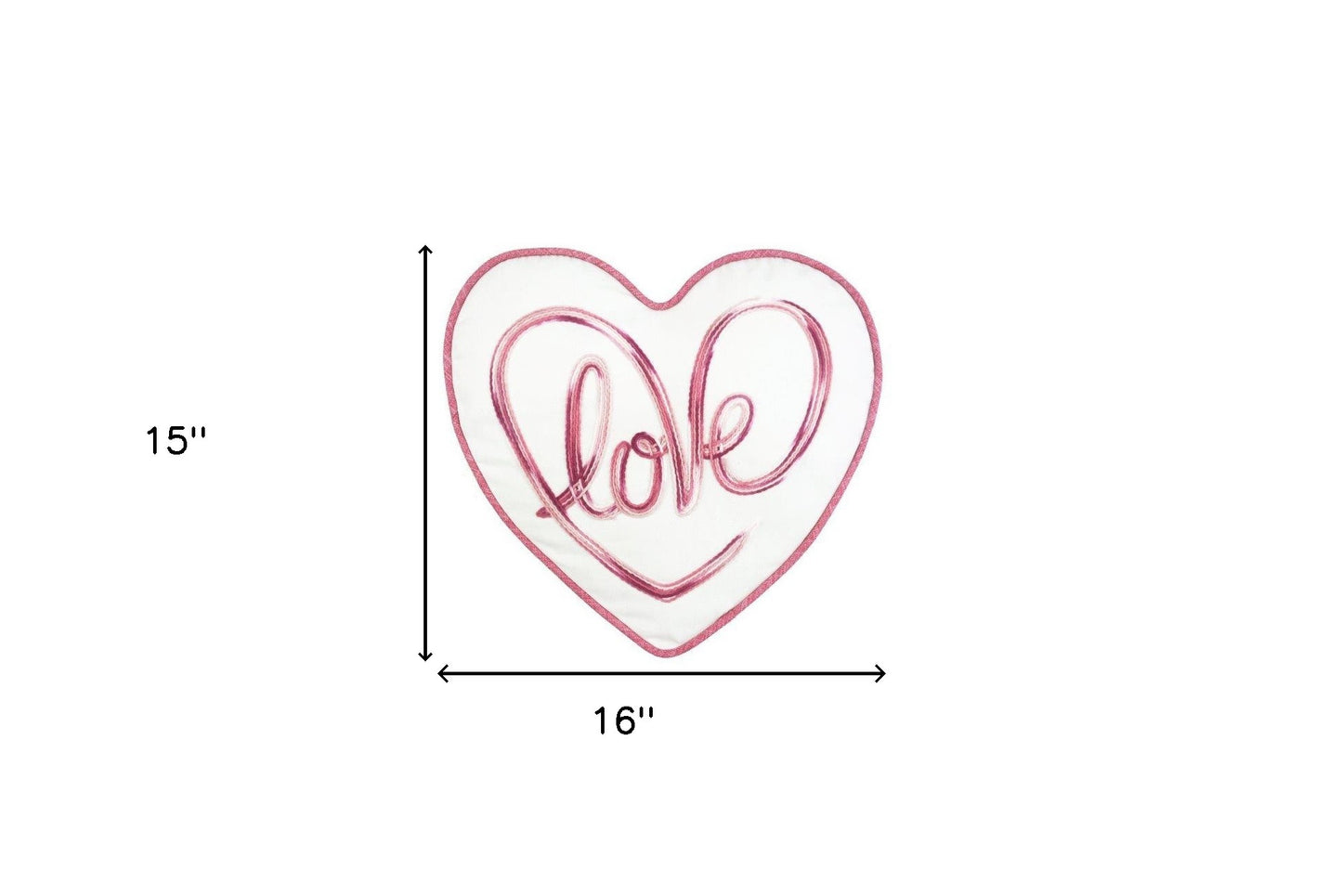 15" X 16" White And Rose Love Heart Throw Pillow With Embroidery - Homeroots - Flyclothing LLC