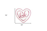 15" X 16" White And Rose Love Heart Throw Pillow With Embroidery - Homeroots - Flyclothing LLC