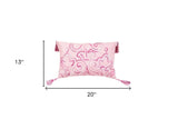 13" X 20" Pink Embroidered Damask Throw Pillow With Tassels - Homeroots - Flyclothing LLC