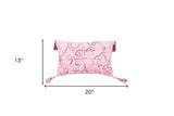 13" X 20" Pink Embroidered Damask Throw Pillow With Tassels - Homeroots - Flyclothing LLC