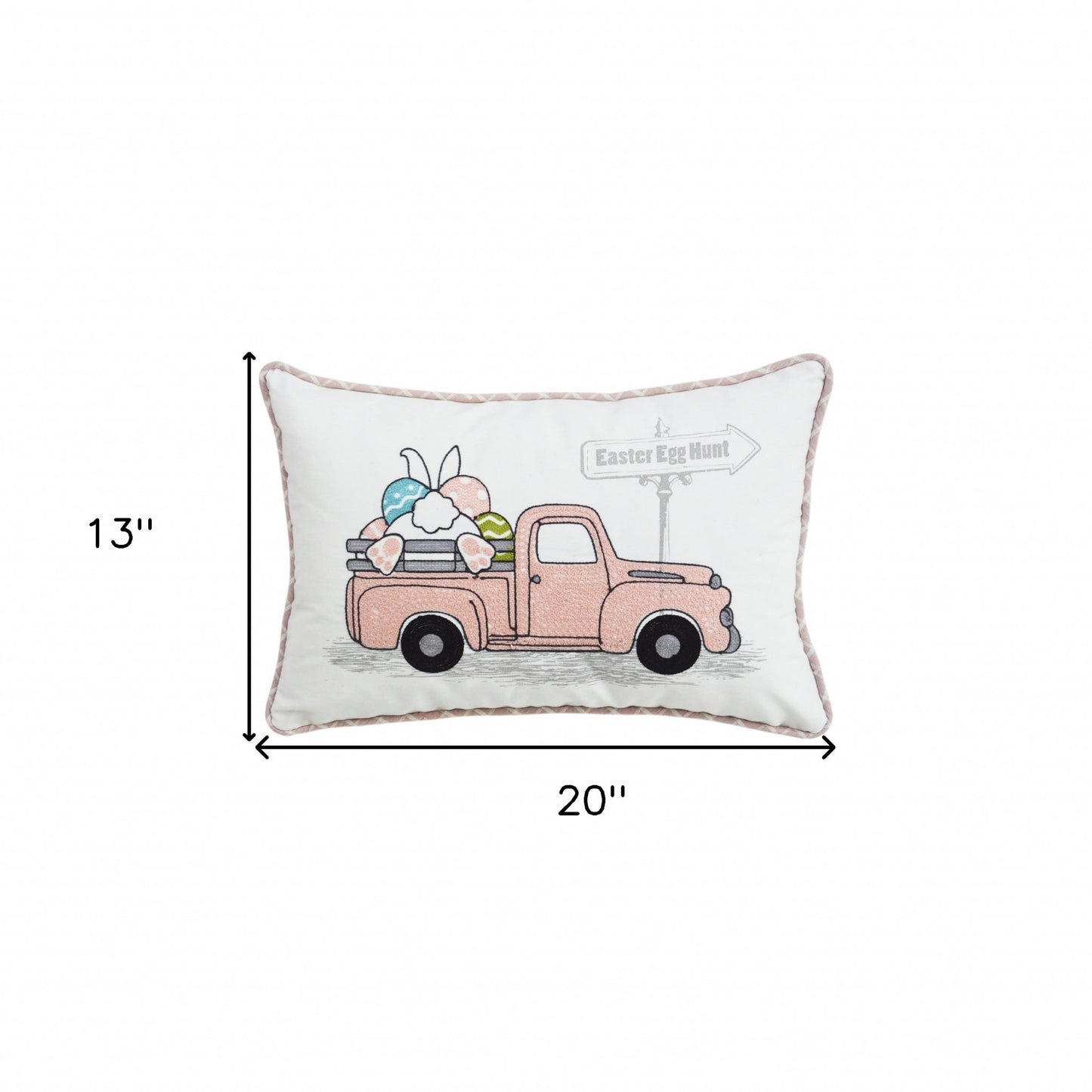 13" X 4" Pink and White Easter Easter Bunny Text Throw Pillow - Homeroots - Flyclothing LLC