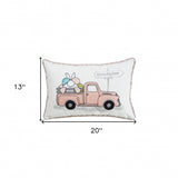 13" X 4" Pink and White Easter Easter Bunny Text Throw Pillow - Homeroots - Flyclothing LLC