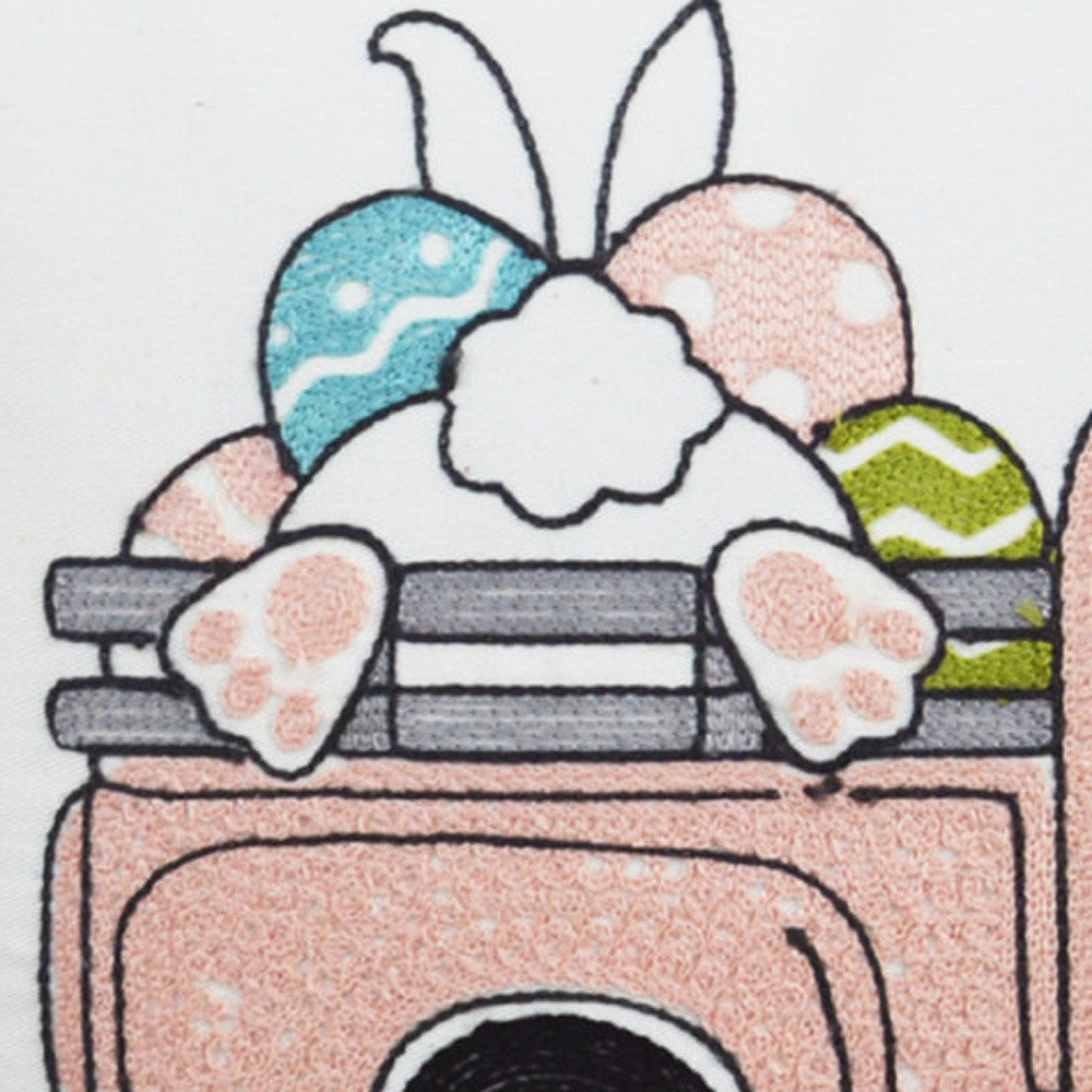 13" X 4" Pink and White Easter Easter Bunny Text Throw Pillow - Homeroots - Flyclothing LLC
