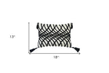 13" X 18" Black And White Geometric Zippered Polyester And Cotton Blend Throw Pillow With Tassels - Homeroots - Flyclothing LLC