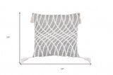 17" X 17" Grey And White Interlocking Zippered Polyester Throw Pillow With Tassels - Homeroots - Flyclothing LLC