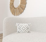 13" X 18" Grey And White Damask Zippered Polyester And Cotton Blend Throw Pillow With Tassels - Homeroots - Flyclothing LLC