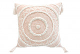 18" X 18" Peach And White Geometric Zippered Polyester And Cotton Blend Throw Pillow With Tassels - Homeroots - Flyclothing LLC
