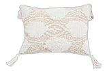 13" X 18" Beige And White Ogee Zippered Polyester And Cotton Blend Throw Pillow With Tassels - Homeroots - Flyclothing LLC