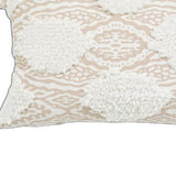 13" X 18" Beige And White Ogee Zippered Polyester And Cotton Blend Throw Pillow With Tassels - Homeroots - Flyclothing LLC