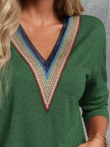 V-Neck Long Sleeve T-Shirt - Trendsi - Flyclothing LLC