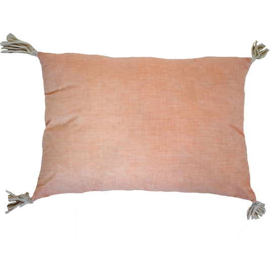 13" X 18" Peach And White Ogee Zippered Polyester And Cotton Blend Throw Pillow With Tassels - Homeroots