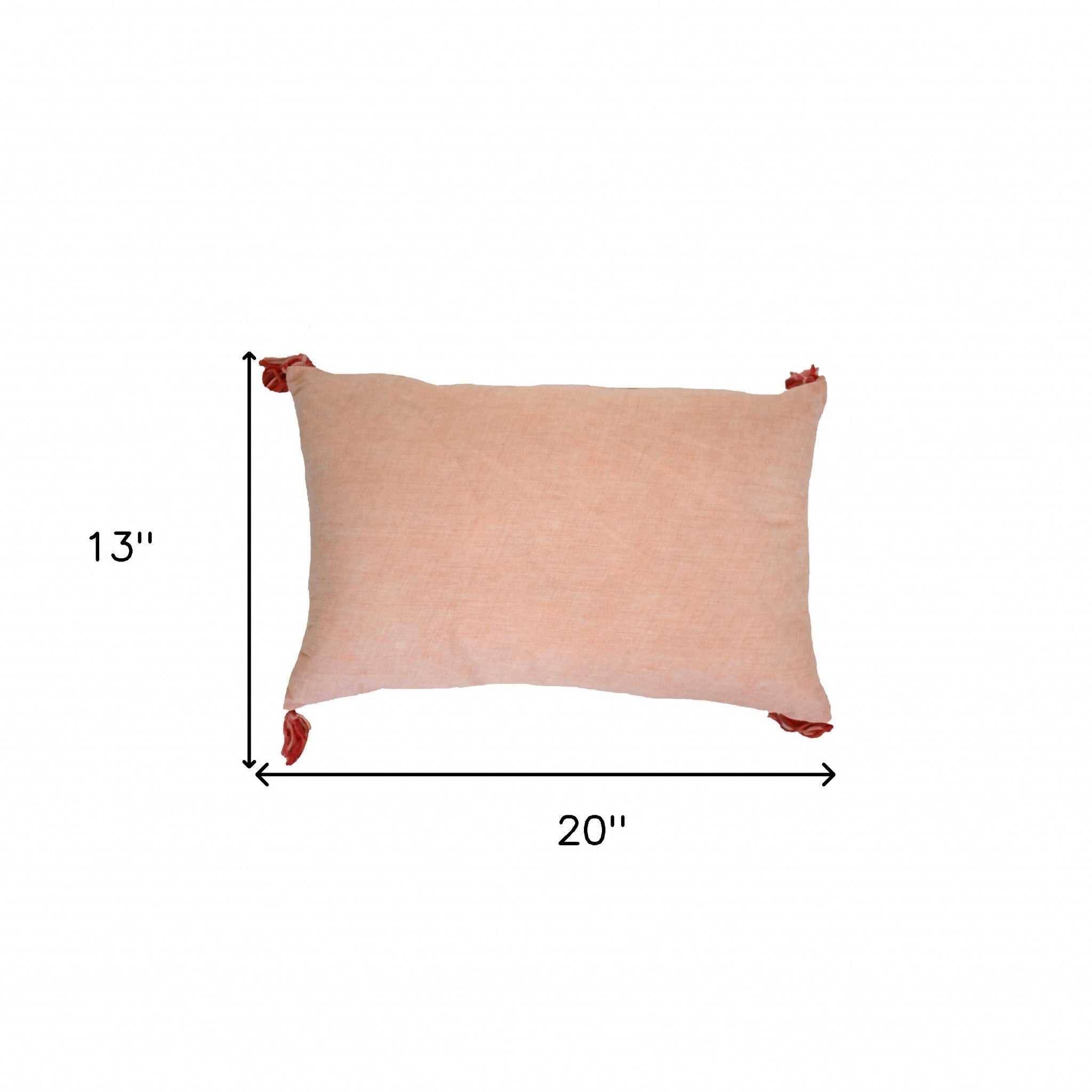 13" X 20" Coral Geometric Zippered Polyester Throw Pillow With Tassels - Homeroots - Flyclothing LLC