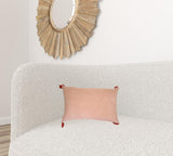 13" X 20" Coral Geometric Zippered Polyester Throw Pillow With Tassels - Homeroots - Flyclothing LLC