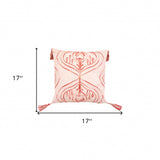 17" X 17" Coral Damask Zippered Polyester Throw Pillow With Tassels - Homeroots - Flyclothing LLC