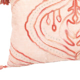 13" X 20" Coral Abstract Zippered Polyester Throw Pillow With Tassels - Homeroots