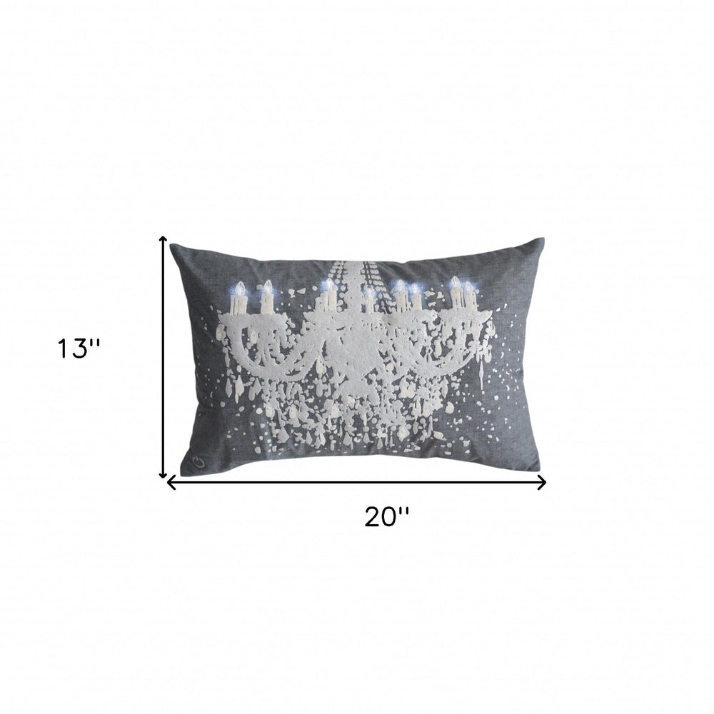 13" X 20" Grey And White Abstract Zippered Polyester Throw Pillow - Homeroots - Flyclothing LLC