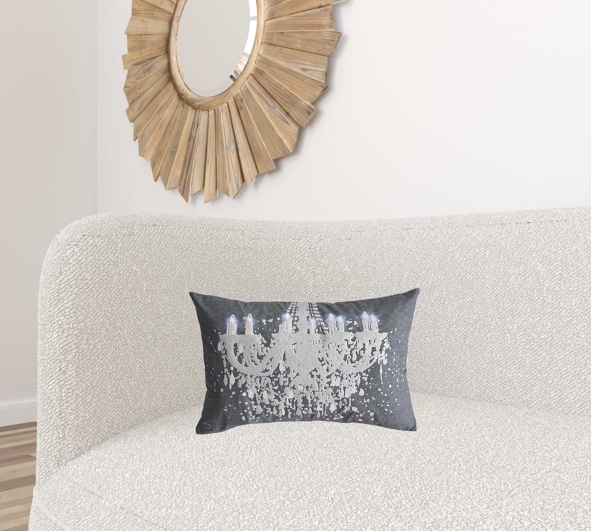 13" X 20" Grey And White Abstract Zippered Polyester Throw Pillow - Homeroots - Flyclothing LLC