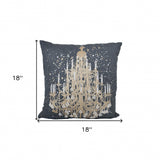 18" X 18" Grey And White Abstract Zippered Polyester Throw Pillow - Homeroots - Flyclothing LLC