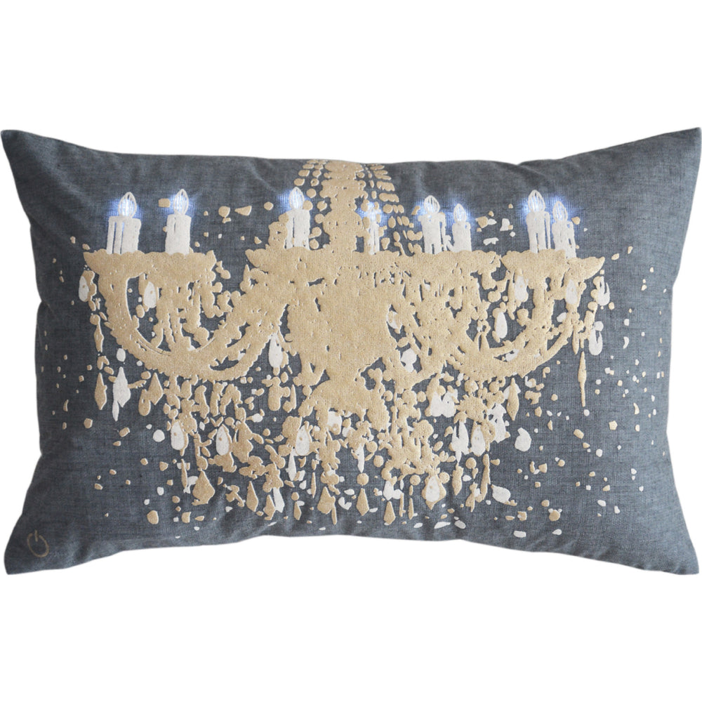 13" X 20" Grey And White Chandelier Zippered Polyester Throw Pillow - Homeroots - Flyclothing LLC