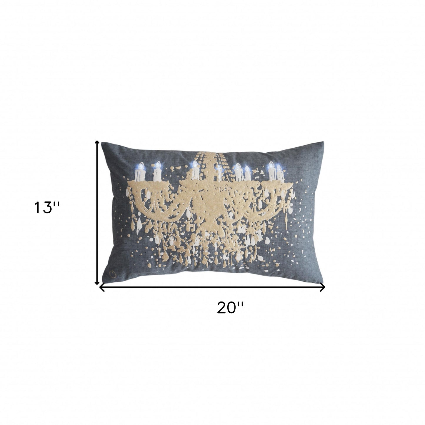 13" X 20" Grey And White Chandelier Zippered Polyester Throw Pillow - Homeroots - Flyclothing LLC