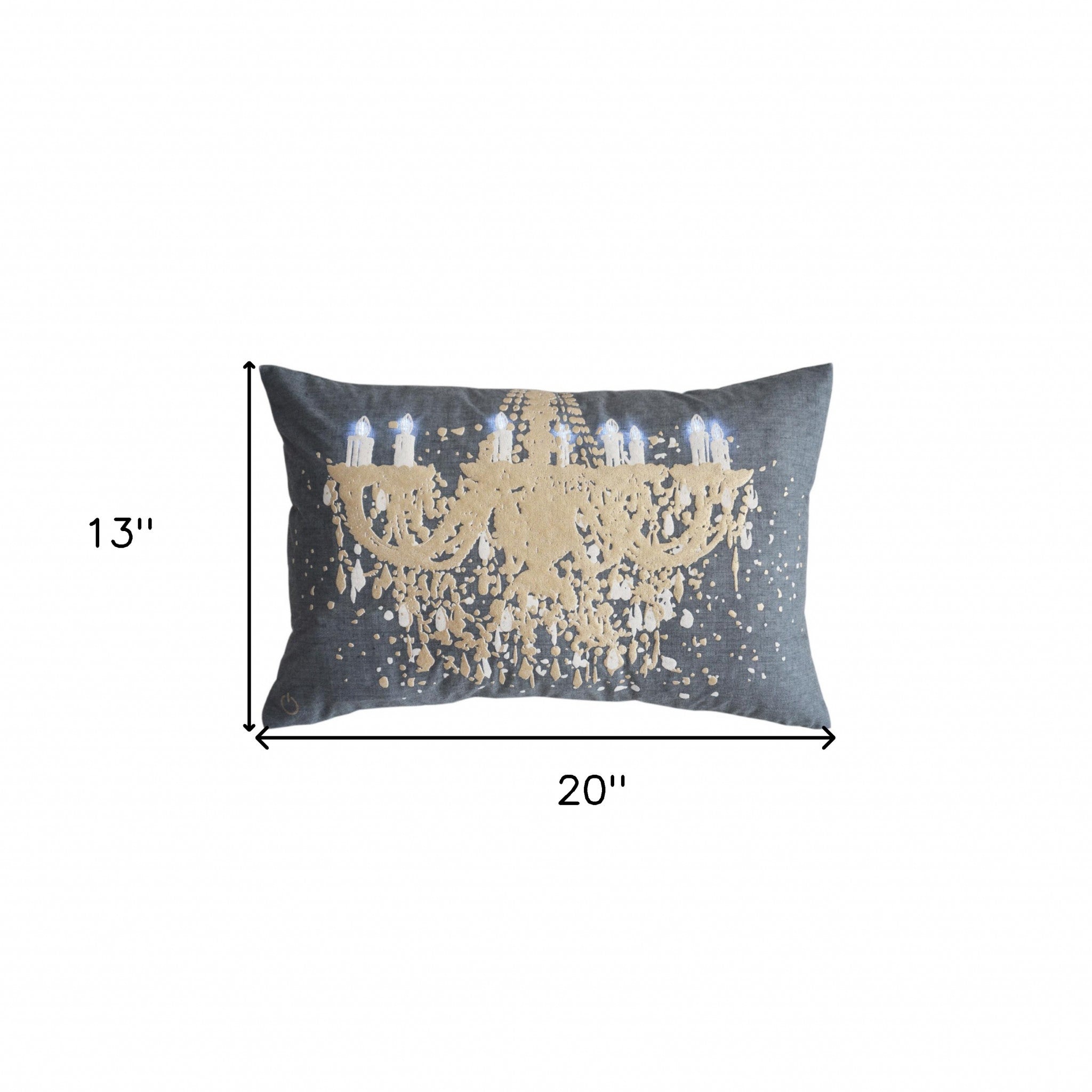 13" X 20" Grey And White Chandelier Zippered Polyester Throw Pillow - Homeroots - Flyclothing LLC