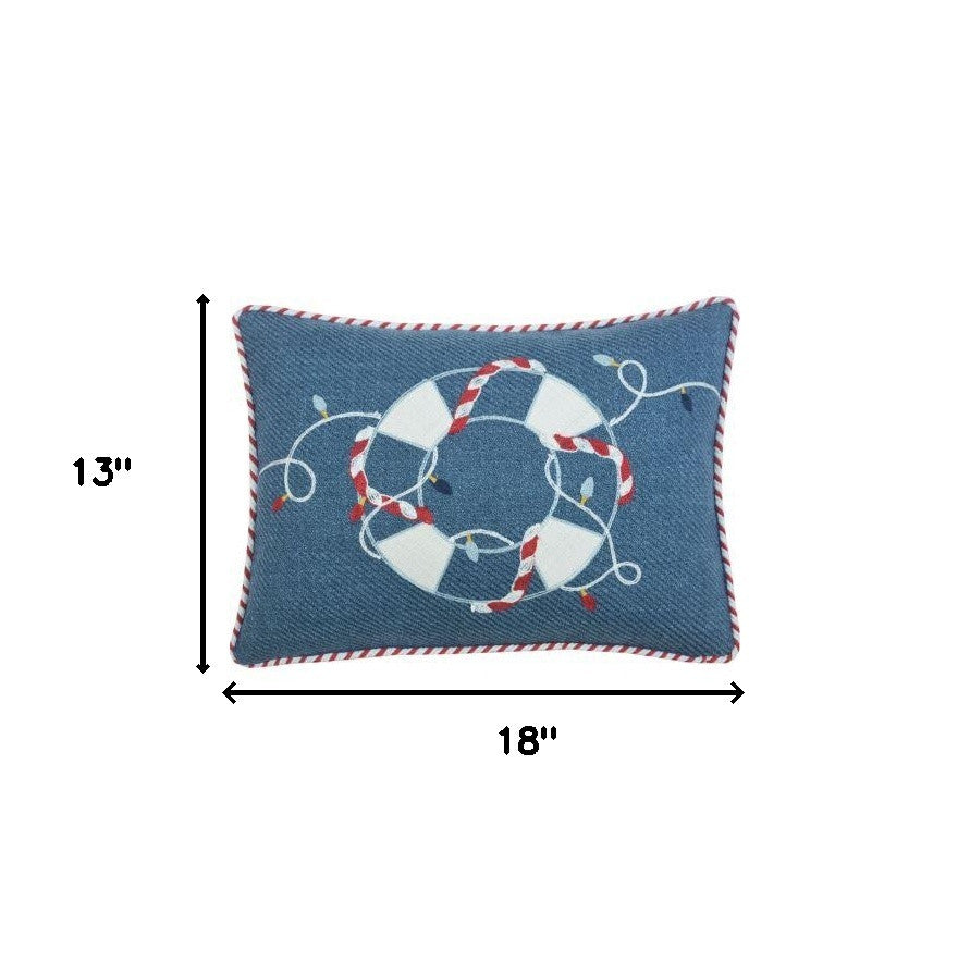 13" X 18" Blue and White Christmas Throw Pillow - Homeroots - Flyclothing LLC