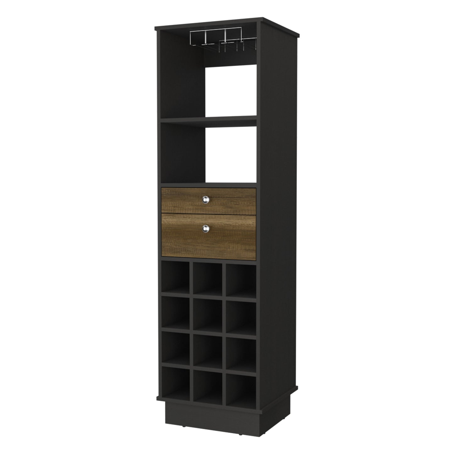 18" Black Bar Cabinet With Two Drawers - Homeroots - Flyclothing LLC