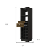 18" Black Bar Cabinet With Two Drawers - Homeroots - Flyclothing LLC