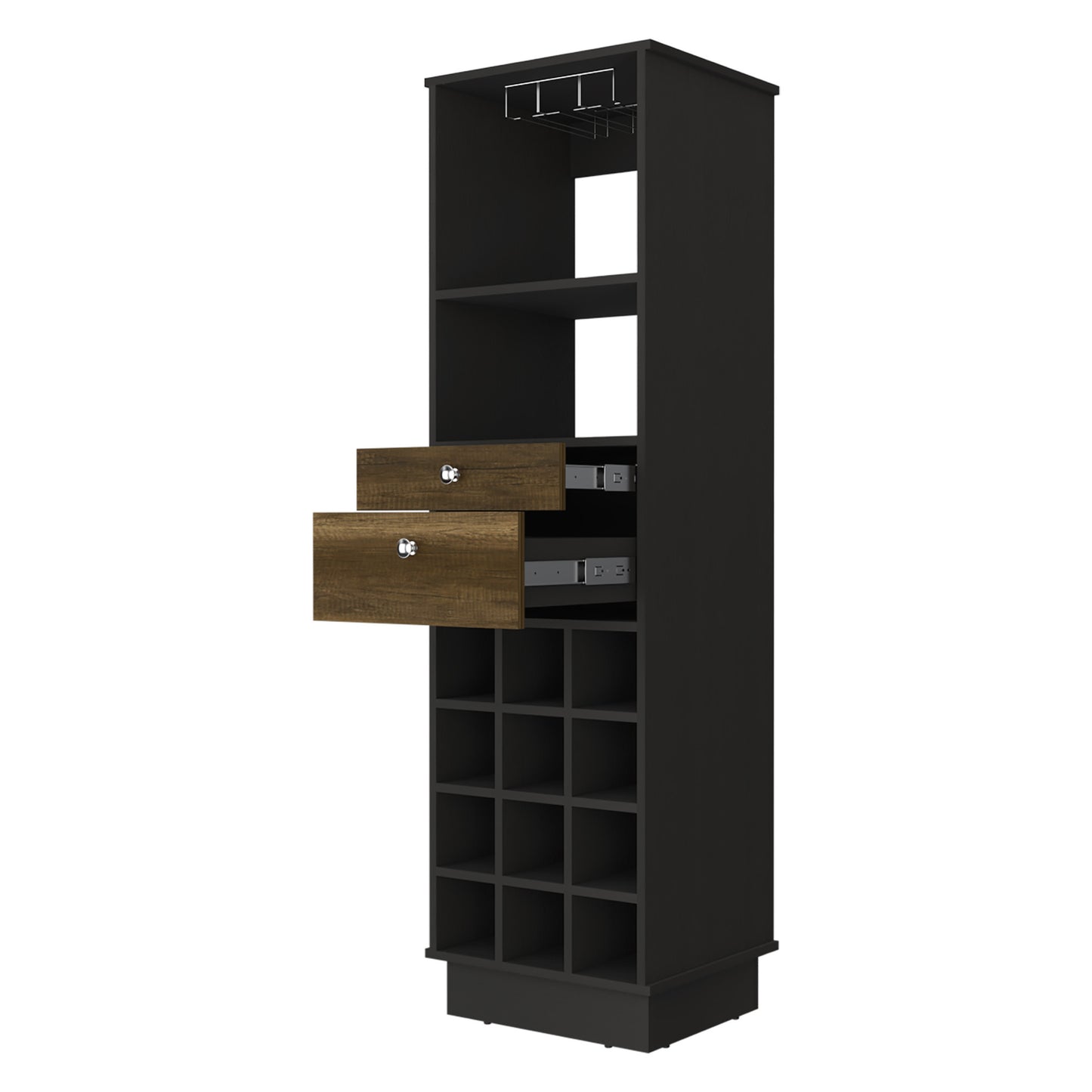 18" Black Bar Cabinet With Two Drawers - Homeroots - Flyclothing LLC